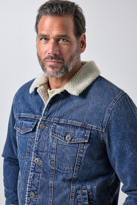 Jeansjacke, Denim, Teddykragen, Teddyfutter, bis 8 XL