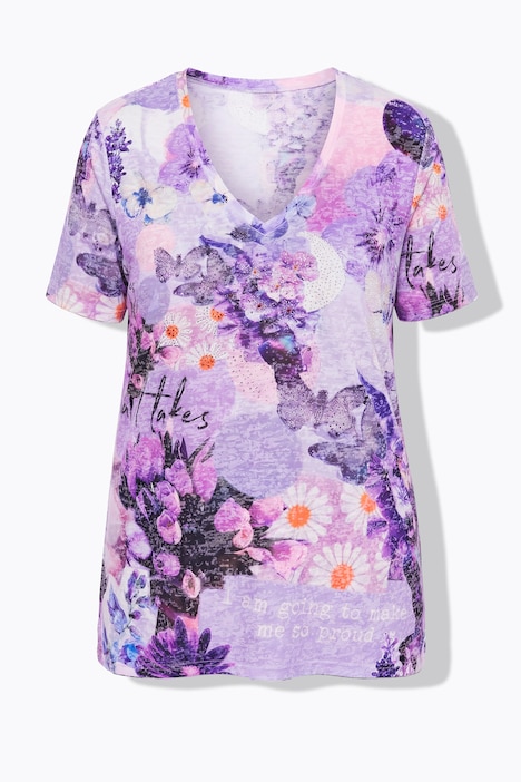 T-paita, A-linjainen, polttokuviojerseytä, kimallekiviä