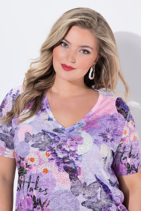 T-paita, A-linjainen, polttokuviojerseytä, kimallekiviä