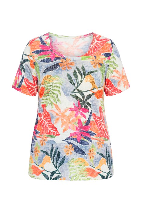 Tričko, komfortní střih, vypalovaný žerzej, třpytivé kamínky