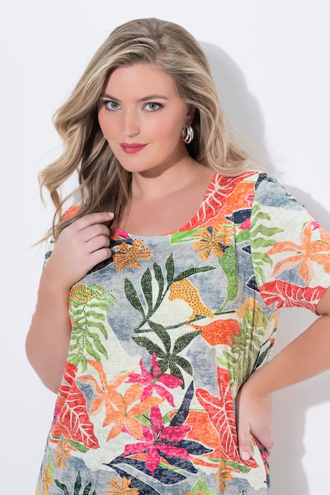 T-shirt dal taglio comodo in jersey dévoré con brillantini