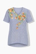 T-shirt, taglio svasato, righe, stampa limoni e strass