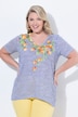 T-shirt, taglio svasato, righe, stampa limoni e strass