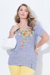 T-shirt, taglio svasato, righe, stampa limoni e strass