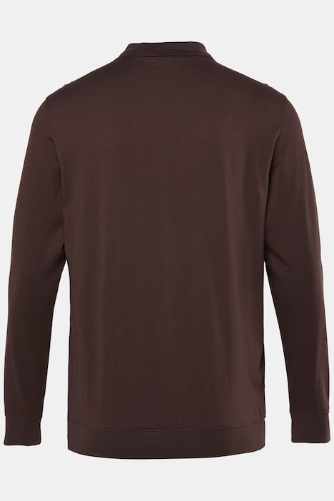 Men+ langermet poloskjorte, romslig passform, trykk, opptil størrelse 8XL
