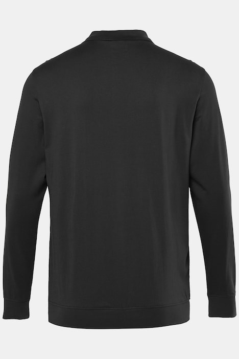 Men+ langermet poloskjorte, romslig passform, trykk, opptil størrelse 8XL