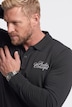 Men+ langermet poloskjorte, romslig passform, trykk, opptil størrelse 8XL