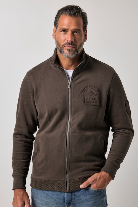 Sweatjacke, Musterbündchen, Zipper, bis 8 XL