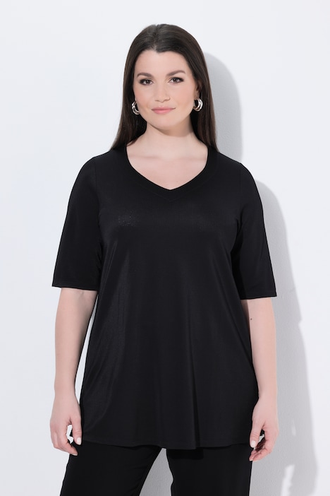 Slinky-Shirt, A-Linie, Herzausschnitt, Halbarm