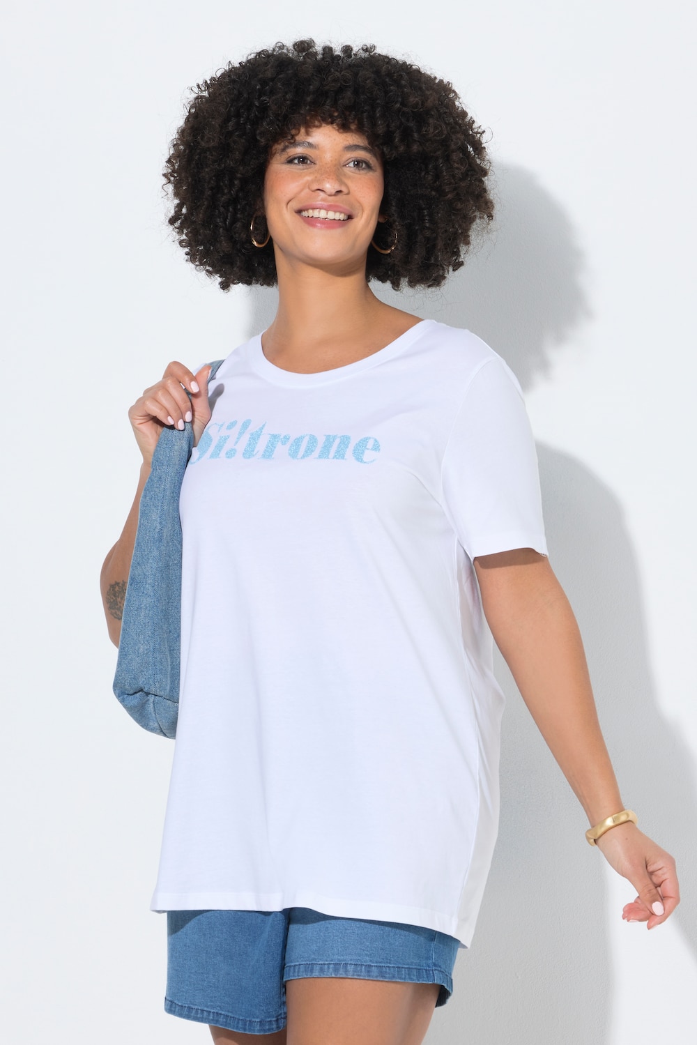 T-Shirt, Comfort Fit, Kaviar-Perlchen, Schriftzug