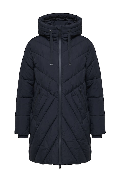 HYPRAR Long-Steppjacke, Kapuze, 2-Wege-Zipper, Windfang