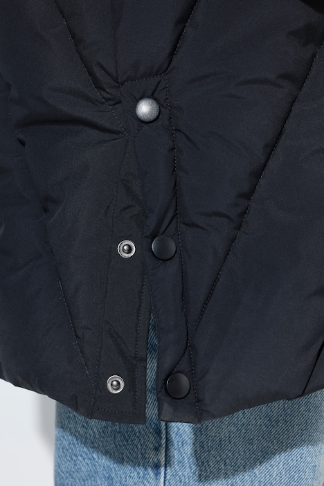 HYPRAR Long-Steppjacke, Kapuze, 2-Wege-Zipper, Windfang