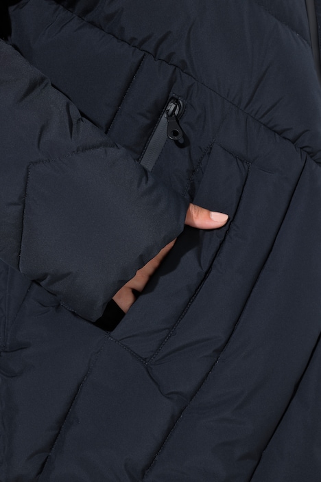HYPRAR Long-Steppjacke, Kapuze, 2-Wege-Zipper, Windfang