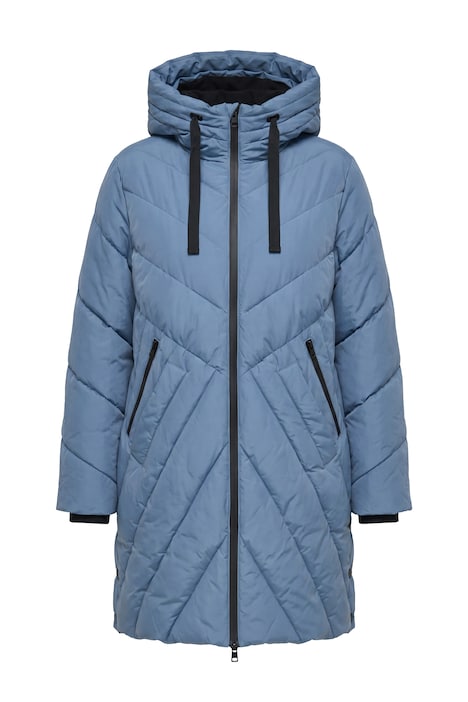 HYPRAR Long-Steppjacke, Kapuze, 2-Wege-Zipper, Windfang