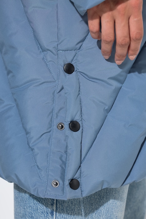 HYPRAR Long-Steppjacke, Kapuze, 2-Wege-Zipper, Windfang