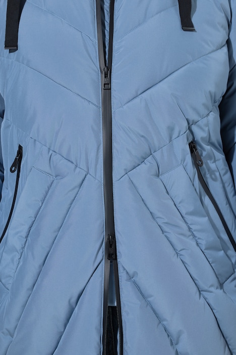 HYPRAR Long-Steppjacke, Kapuze, 2-Wege-Zipper, Windfang