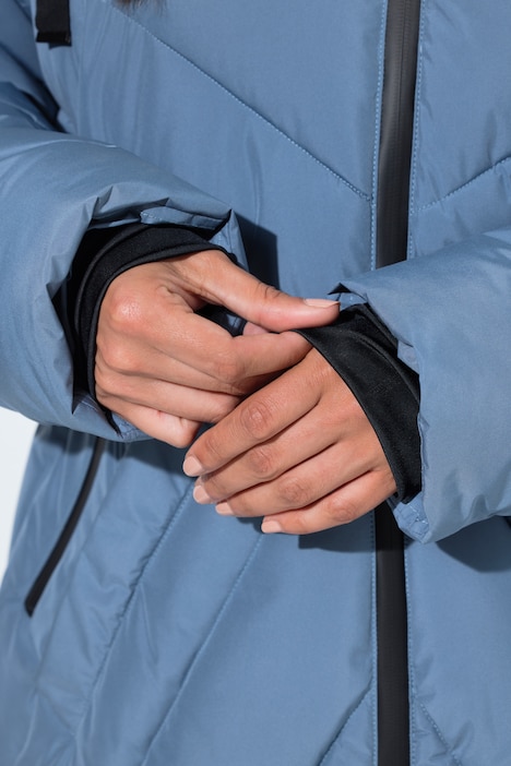 HYPRAR Long-Steppjacke, Kapuze, 2-Wege-Zipper, Windfang