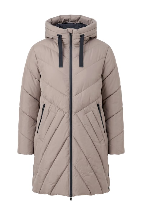 HYPRAR Long-Steppjacke, Kapuze, 2-Wege-Zipper, Windfang
