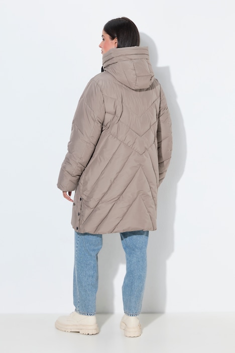 HYPRAR Long-Steppjacke, Kapuze, 2-Wege-Zipper, Windfang