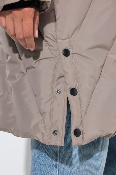 HYPRAR Long-Steppjacke, Kapuze, 2-Wege-Zipper, Windfang