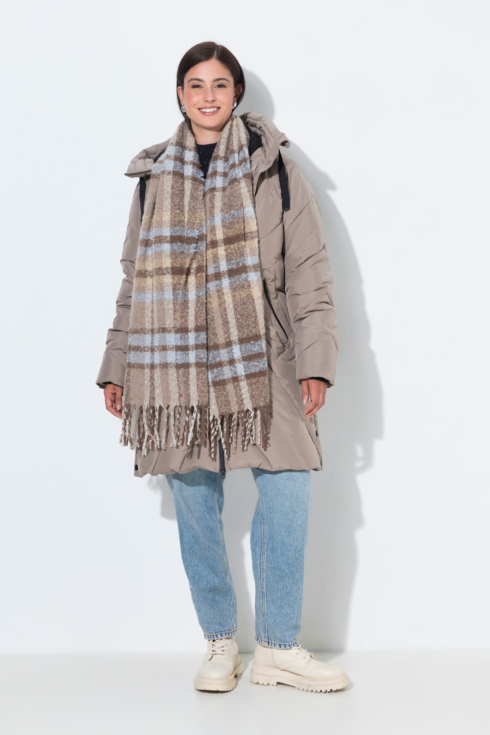 HYPRAR Long-Steppjacke, Kapuze, 2-Wege-Zipper, Windfang