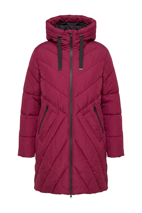HYPRAR Long-Steppjacke, Kapuze, 2-Wege-Zipper, Windfang