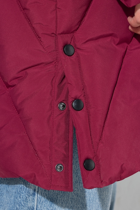 HYPRAR Long-Steppjacke, Kapuze, 2-Wege-Zipper, Windfang