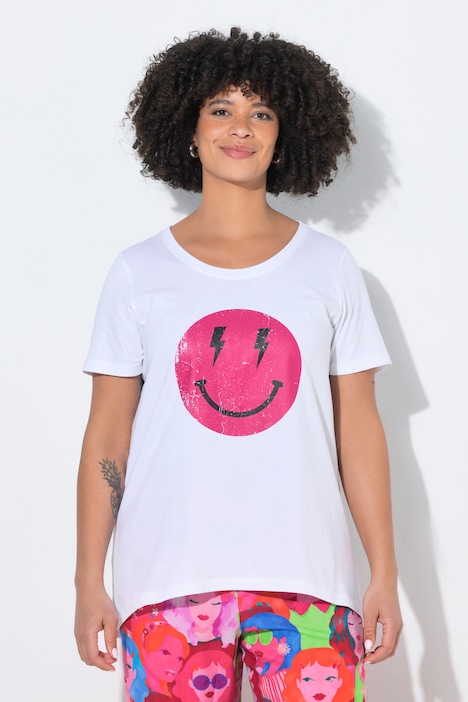 T-shirt, A-lijn, smileymotief, korte mouw