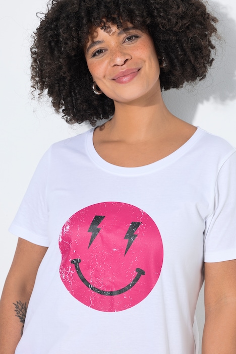 T-shirt, A-lijn, smileymotief, korte mouw