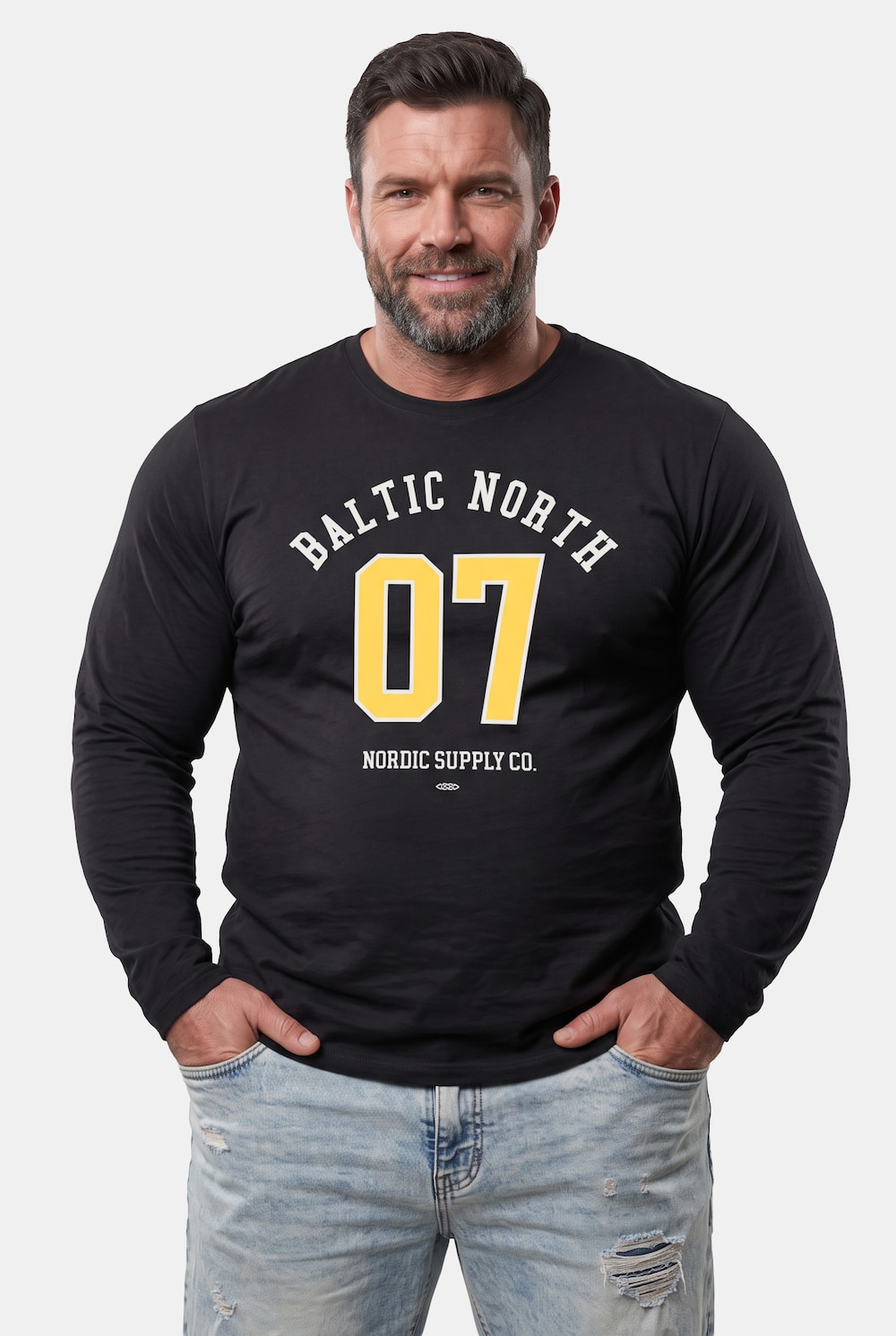 Men+ Langarmshirt, Print, bis 8 XL