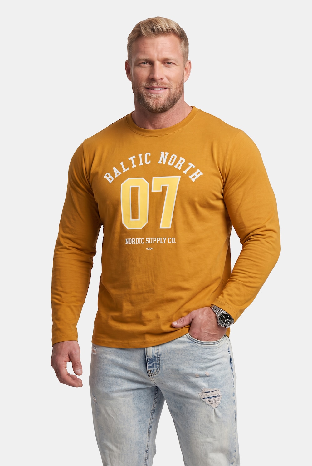 Men+ Langarmshirt, Print, bis 8 XL