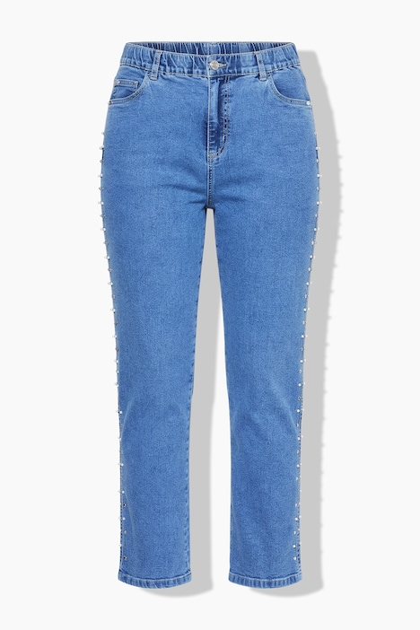 Mom-Jeans, Zierperlen, 5-Pocket