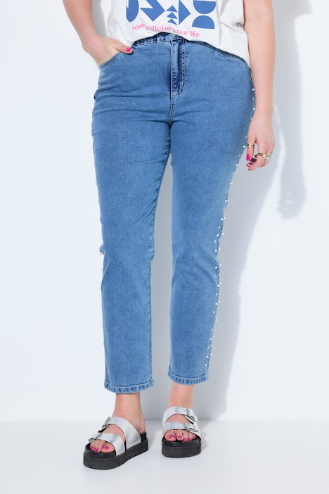 Mom-Jeans, Zierperlen, 5-Pocket