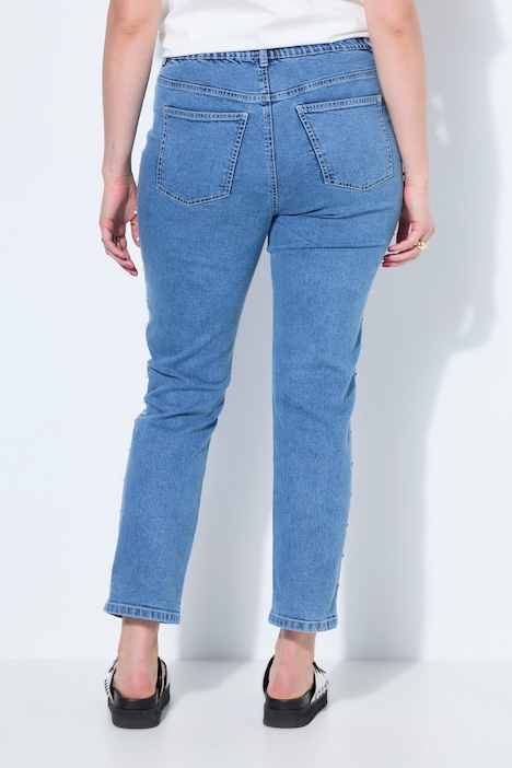 Mom-Jeans, Zierperlen, 5-Pocket