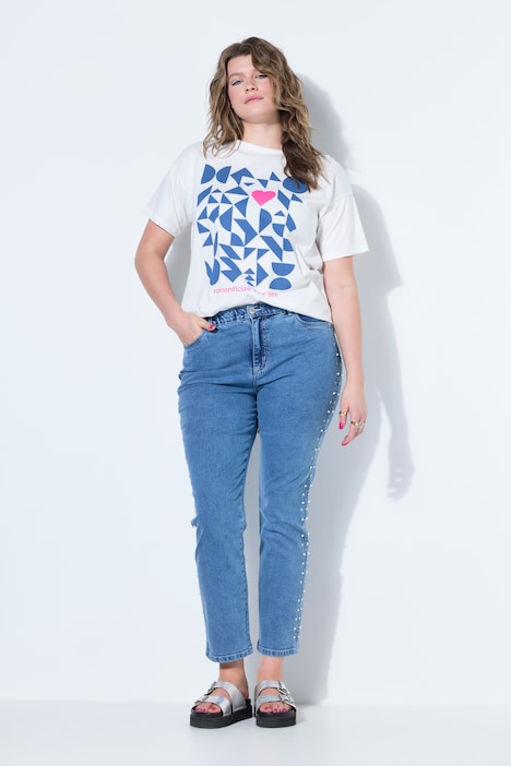 Mom-Jeans, Zierperlen, 5-Pocket