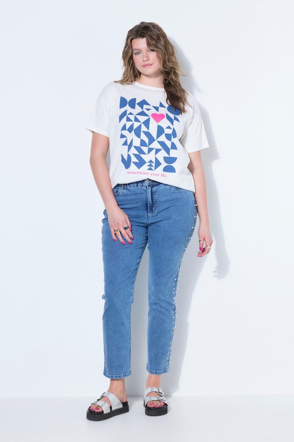 Mom jeans, sierkraaltjes, 5-pocket