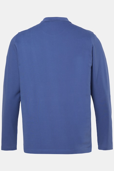 Men+ langermet poloskjorte, romslig passform, trykk, opptil 8XL