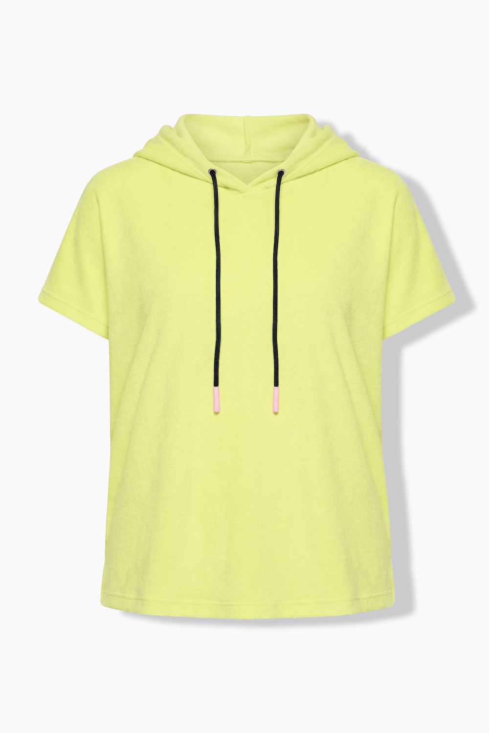 Stora storlekar Mjukiströja med halv ärm och huva, Dam, gul, storlek: 44/46, Bomull/Polyester, LAURASON