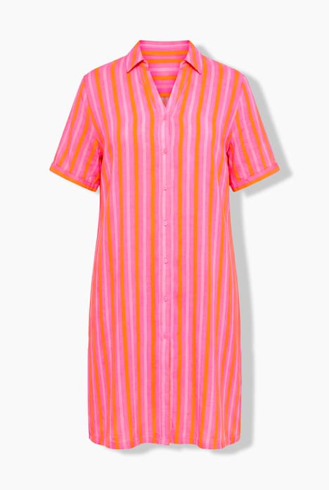 Overhemdjurk, midilengte, mousseline, strepen