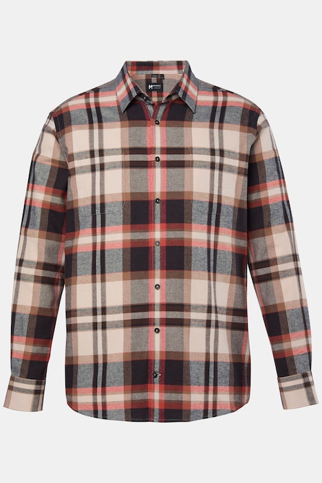 Koszula flanelowa w kratę, długi rękaw, wygodny krój, kołnierzyk typu kent, do rozm. 8XL