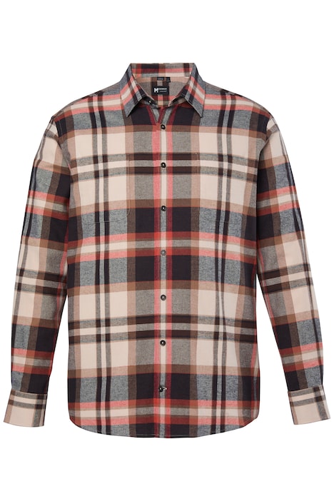 Kostkovaná flanelová košile, dlouhé rukávy, kentový límec, komfortní střih, do vel. 8XL