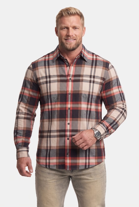 Koszula flanelowa w kratę, długi rękaw, wygodny krój, kołnierzyk typu kent, do rozm. 8XL