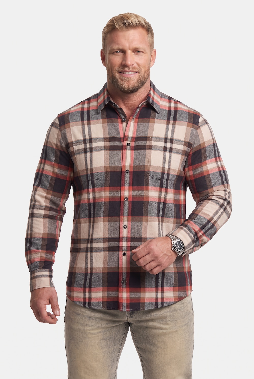Karo-Flanellhemd, Langarm, Kentkragen, Comfort Fit, bis 8 XL