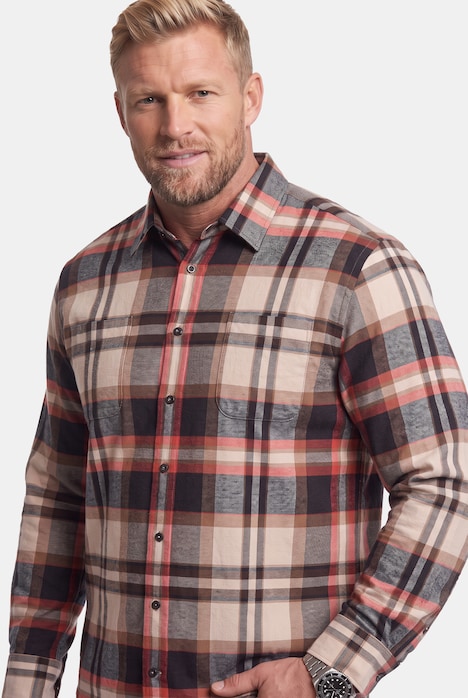 Koszula flanelowa w kratę, długi rękaw, wygodny krój, kołnierzyk typu kent, do rozm. 8XL