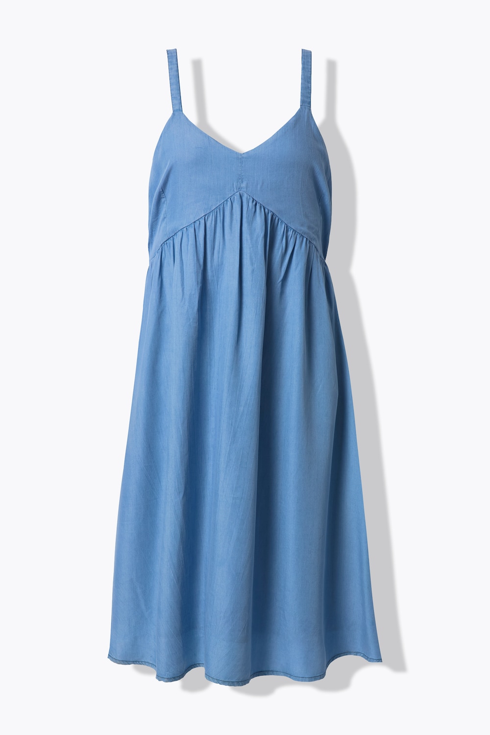 Maxi-jurk, mouwloze A-vorm, lyocell, jeanslook