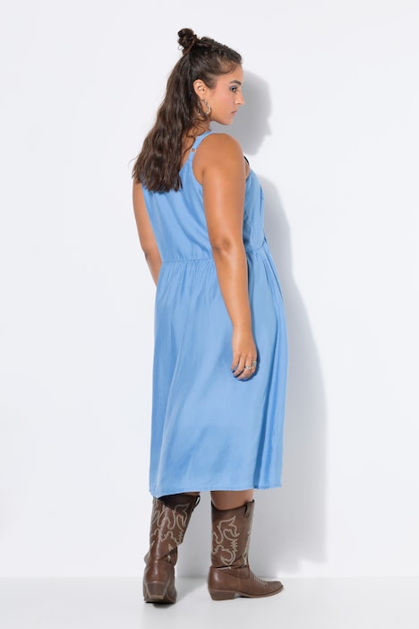 Midikleid, ärmelloser A-Shape, Lyocell, Jeanslook,