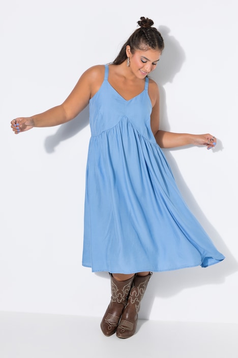 Midikleid, ärmelloser A-Shape, Lyocell, Jeanslook,