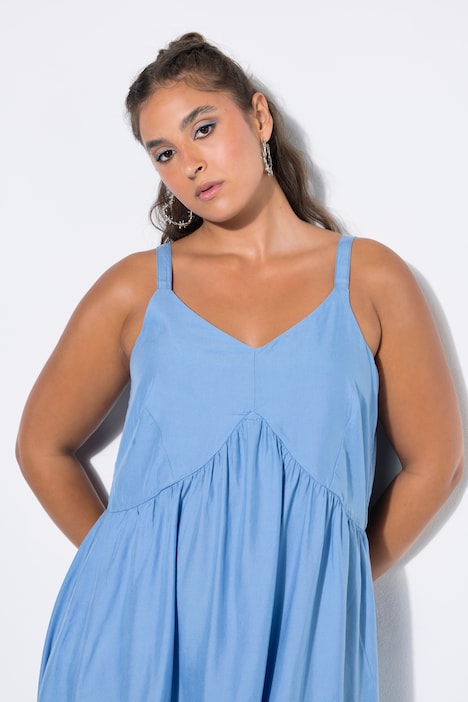 Midikleid, ärmelloser A-Shape, Lyocell, Jeanslook,