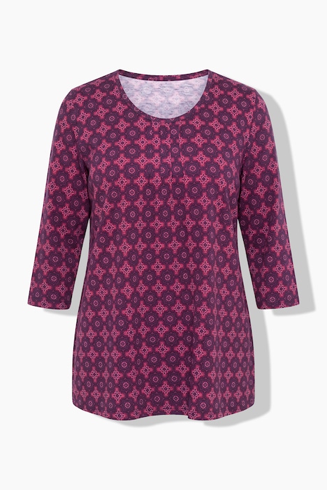 Shirt, Zierfalten, A-Linie, Rundhals, 3/4-Arm