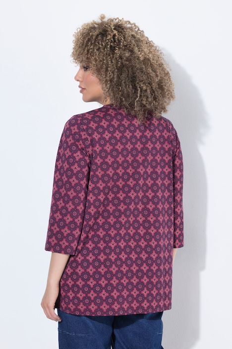 Shirt, Zierfalten, A-Linie, Rundhals, 3/4-Arm